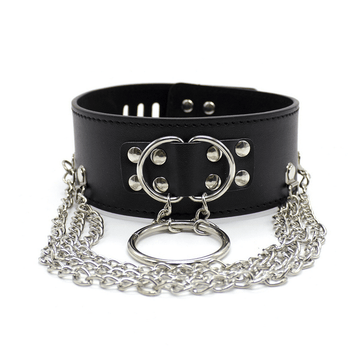 Adjustable Rivet Choker with Multi-Layered Chain and O-Ring / BDSM Collars in Different Colors - EVE's SECRETS